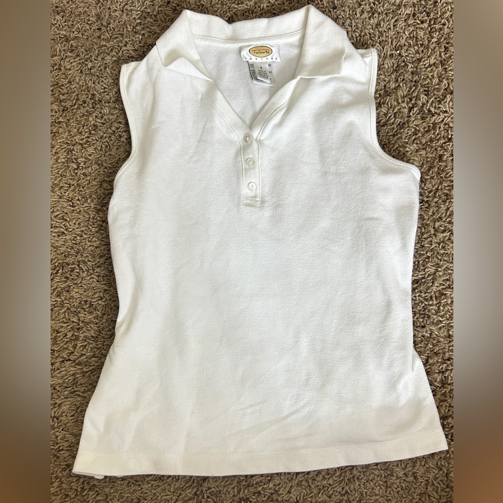 Talbots White Sleeveless Polo Tank Top